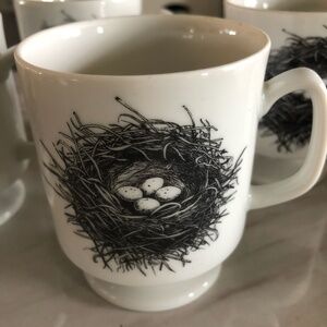VINTAGE SET PORCELAIN BIRDNEST DESIGN COFFEE SET